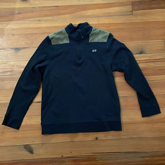 Vineyard Vines Blue Pullover 1/4 Zip Sweatshirt Top Boys Size Large 16 Preppy - Picture 3 of 9
